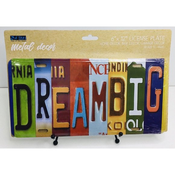 DREAM BIG License Plate Sign Metal - Home Decor - Bar - Garage Decor  6" x 12" - Picture 1 of 4